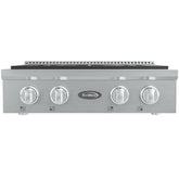 30 in Gas Range-Top with 4 Sealed Italian Burners and Stainless-Steel Stovetop Knobs.